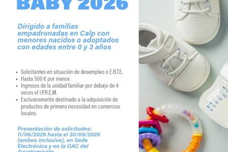 Calp abre las ayudas Bono Baby de hasta 500 euros para familias con menores de 0 a 3 años Calp abre las ayudas Bono Baby de hasta 500 euros para familias con menores de 0 a 3 años