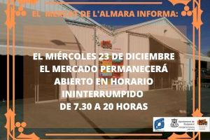 El Mercado Municipal l’Almara de Burjassot tendrá horario especial el 23 de diciembre para facilitar las compras de Navidad