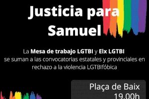 El Ayuntamiento de Elche apoya la concentración en repulsa contra el asesinato del joven coruñés Samuel