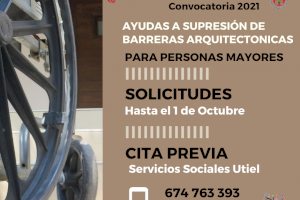 Servicios Sociales de Utiel tramita las ayudas destinadas a la supresión de barreras arquitectónicas para personas mayores