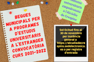 L'Alcúdia de Crespins obre el termini de sol·licitud de beques Erasmus per a aquest curs 21-22