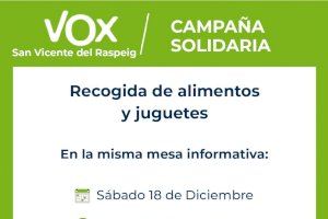 Recogida de alimentos y juguetes organizada por VOX San Vicente