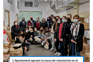 El Ayuntamiento de la Vall d’Uixó agradece la labor de voluntariado en el punto de recogida de ayuda humanitaria para Ucrania