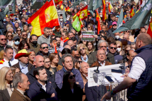 Miles de valencianos piden la dimisión de Ximo Puig y Pedro Sánchez en el acto de protesta de Solidaridad y VOX celebrado en la Plaza de la Virgen