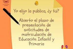 Comienza el plazo de admisión telemática para los alumnos y alumnas de Educación Infantil y Primaria en los centros de Elda