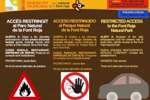 Restricció d'accessos al Parc Natural del Carrascar de la Font Roja per risc extrem d'incendi forestal