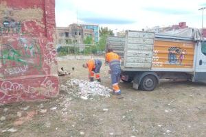 València retira 688 toneladas de residuos en vertederos y solares, y limpia 43 vertederos en el segundo trimestre del año