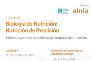 El Col·legi Oficial de Biòlegs de la Comunitat Valenciana celebrarà la II Jornada de Biologia de la Nutrició el 25 d'octubre