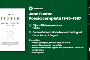 El Centro Cultural Mario Monreal albergará la presentación del libre Joan Fuster. Poesia completa 1945-1987