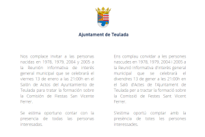 La concejalía de Fiestas de Teulada Moraira convoca una reunión informativa para las personas nacidas en 1978, 1979, 2004 y 2005