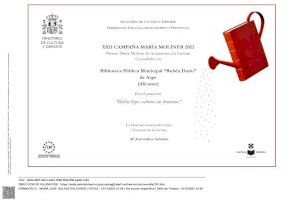 La Biblioteca Rubén Darío recibe el diploma del Premio María Moliner de Animación a la Lectura