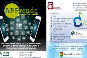 El taller de iniciación del uso de móvil para personas jubiladas Senior Challenge llega a San Vicente el 6 y 7 de marzo