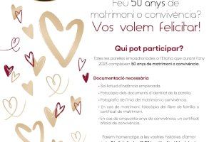 L'Eliana busca a matrimonis que complisquen les Noces d'Or