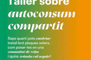 La Oficina de la Energía de Castelló organiza el 16 de mayo un taller abierto a la ciudadanía sobre autoconsumo compartido