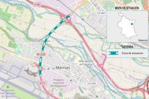 Afectación al tráfico en la carretera N-220 por las obras de Mitma para duplicar la calzada en el acceso al Aeropuerto de Valencia