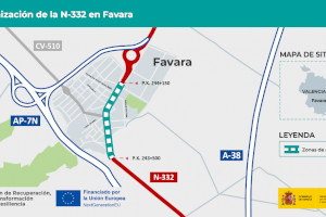 En la provincia de Valencia, Mitma adjudica por 676.648 euros la humanización de la carretera N-332 a su paso por Favara