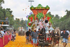 La Batalla de Flores il·lumina València: milers de clavells converteixen l'Albereda en una màgica estampa floral