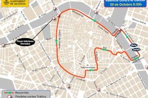 Consulta els talls de trànsit aquest diumenge al centre de València per la carrera contra el càncer