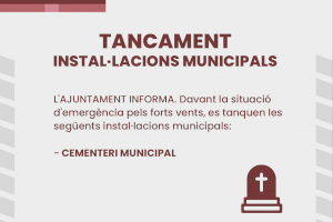 Alzira tanca instal·lacions municipal a causa del risc per forts vents de ponent