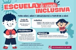 Aspe organiza una escuela de verano inclusiva, con hasta 30 plazas para personas con discapacidad