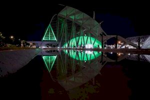 La Ciutat de les Arts i les Ciències se ilumina de verde por el Día Mundial de la ELA