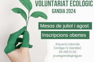 El Consell dels Joves de Gandia lanza la 31ª edición del voluntariado ecológico durante los meses de julio y agosto