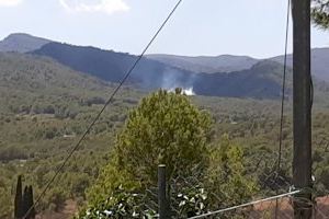 VIDEO | Los bomberos estabilizan el incendio forestal de la Serra Calderona en Estivella