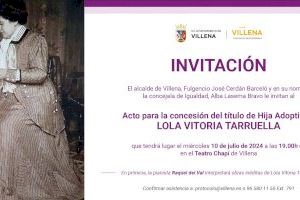 Villena oficializa el nombramiento de hija adoptiva a Lola Vitoria Tarruella con un concierto de sus obras