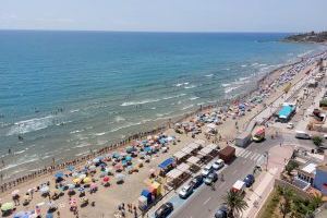 Una espectacular cadena humana presa la costa d'Oropesa contra la regressió de les platges