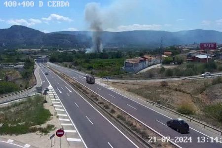 Se movilizan los bomberos por un incendio en Xàtiva junto a la A7