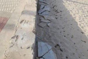 El Campello se indigna con la destrucción de un muro tras el ataque de unos vándalos en el paseo marítimo de Muchavista