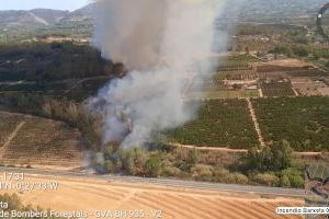 Tallen dos carreteres per l'incendi de Barxeta (València)