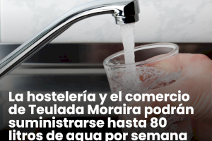 La hostelería y el comercio de Teulada Moraira podrá suministrarse hasta 80 litros de agua por semana