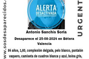 Encuentran al hombre de 84 años desaparecido en Bétera