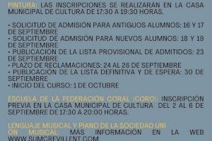 Crevillent anuncia las fechas de matriculación para los talleres y las escuelas municipales 2024/2025