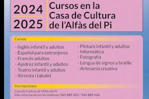 El lunes se abre el plazo de inscripción para los cursos y talleres de la Casa de Cultura de l’Alfàs del Pi