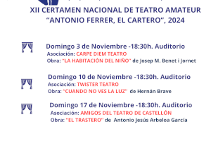 Calp selecciona las tres obras finalistas del XII Certamen Nacional de Teatro Amateur “Antonio Ferrer el Cartero”