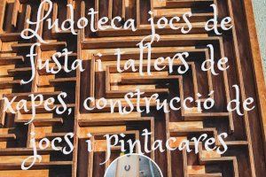 Ludoteca de juegos de madera y talleres de chapas, construcción de juegos y pintacaras en Olocau