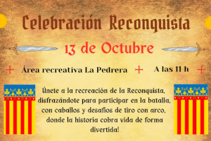 El Área Recreativa de La Pedrera del Rey de Vilamarxant celebra el 9 de octubre con la teatralización de la reconquista y más actividades