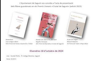 El Gabinete de Promoción del Valenciano presenta los libros ganadores de los premios literarios Ciutat de Sagunt 2023