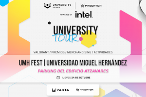 UNIVERSITY Tour llega a la llega a la Universidad Miguel Hernández con contenidos de esports, gaming y entretenimiento para sus estudiantes