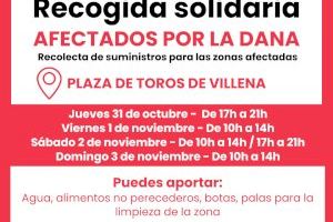 La Plaza de Toros será el lugar de recogida en Villena de la ayuda para los afectados de la DANA