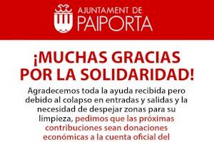 El Ayuntamiento de Paiporta solicita canalizar las ayudas a través de donaciones económicas para optimizar la gestión de recursos