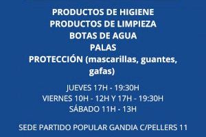 Nuevas Generaciones del Partido Popular de Gandia recoge productos de primera necesidad para los afectados por la DANA