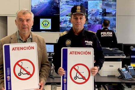 Benidorm intensifica el control sobre el uso de patinetes en zonas peatonales reforzando la señalización y la presencia policial