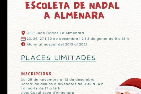 Las inscripciones para l’escola de nadal de Almenara se abrirán el lunes 25 de noviembre