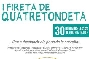 Quatretondeta celebra la seua Primera Fireta el proper 30 de novembre