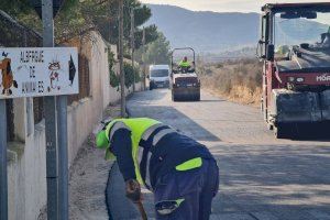 El Ayuntamiento de Elda asfalta íntegramente el camino que conecta con el Albergue de Animales en el Polígono Campo Alto