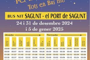 El Ayuntamiento de Sagunto amplía el servicio de autobús nocturno durante las fiestas navideñas